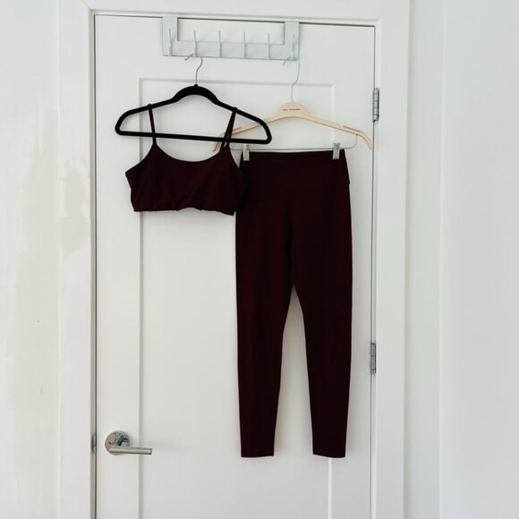 Year of Ours, Burgundy Marl Sports Bra & Legging Set (Small leggings, Medium bra - Picture 2 of 6